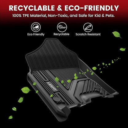 LASFIT Floor Mats 2019-2024 for Ram 1500 Crew Cab (NOT Fit for Classic Model) Bucket Seat with Folded Rear Under-Seat Storage 4 Full Size Doors All Weather TPE Custom Fit 1st & 2nd Row, Black