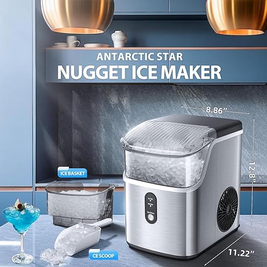 Antarctic Star Nugget Ice Maker Countertop, Chewable Nugget Ice Machine