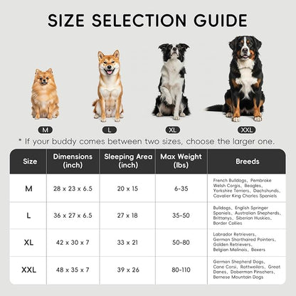 Homemate Dog Bed Large Sized Dog: 42"x30" Orthopedic Pet Bed with Toy | Large Dogs Bed with Non-Slip Botton & Removable Washable Cover Cat Bed Sofa XL Outdoor Crate Pad Couch Dark Grey