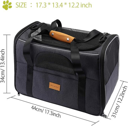 Morpilot Pet Carrier Bag, Portable Cat Carrier Bag Top Opening, Removable Mat and Breathable Mesh, Foldable Cat Carrier Transport Bag for Dogs and Cats, with Shoulder Strap and Pet Bowl, Gray