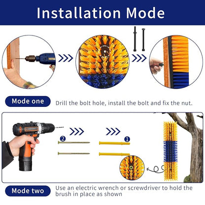 Livestock Scratch Brush With 16 Screws，Animal Back Scratching Brush for Cow,Cattle,Sheep, Horses,Pigs，Massage Grooming Tool(Yellow, 4pcs)