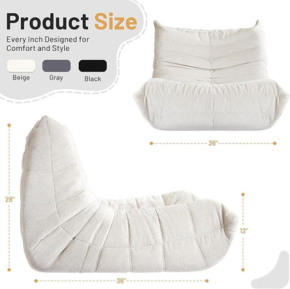 HABUTWAY Bean Bag Chair, Giant Bean Bag Chairs for Adults, Bean Bag Sofa with Filler Faux Fur, Memory Foam Bean Bag Couches Fireside Lazy Sofa for Living Room, Bedroom, Office (Beige)