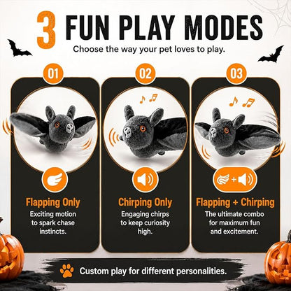 Flying Bat Dog Toy, Flapping Wings Interactive Pet Teaser (1PC) | USB Rechargeable | Chirping Sounds | Hanging & Ground Play | Realistic Flight Motion | Cat & Dog Exercise