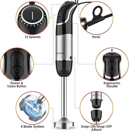 Blackcow Corded Immersion Blender Handheld