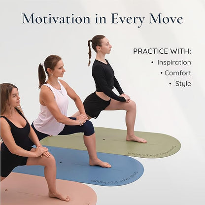 Arch-shaped Yoga Mat, Eco PU Rubber, Non-Slip Exercise Mat for Yoga, Pilates, Home Workout & Stretching with Carry/Stretch Strap & Motivational Design
