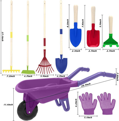 Kids Gardening Tools Outdoor Toys Set Backyard Play with Wheelbarrow Educational STEM Learning Pretend Toys Outdoor Indoor for Toddlers Kids Boys Girls