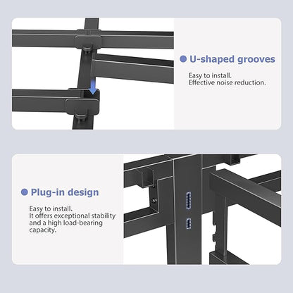 NKZ 22 Inch King Size Bed Frame, Metal Bed Frame & Box Spring 2 in 1 Platform with Round Corner Legs, 4000Lbs Heavy Duty Metal Frame, Mattress Slide Stopper, Headboard Hole, Noise-Free, Easy Assembly