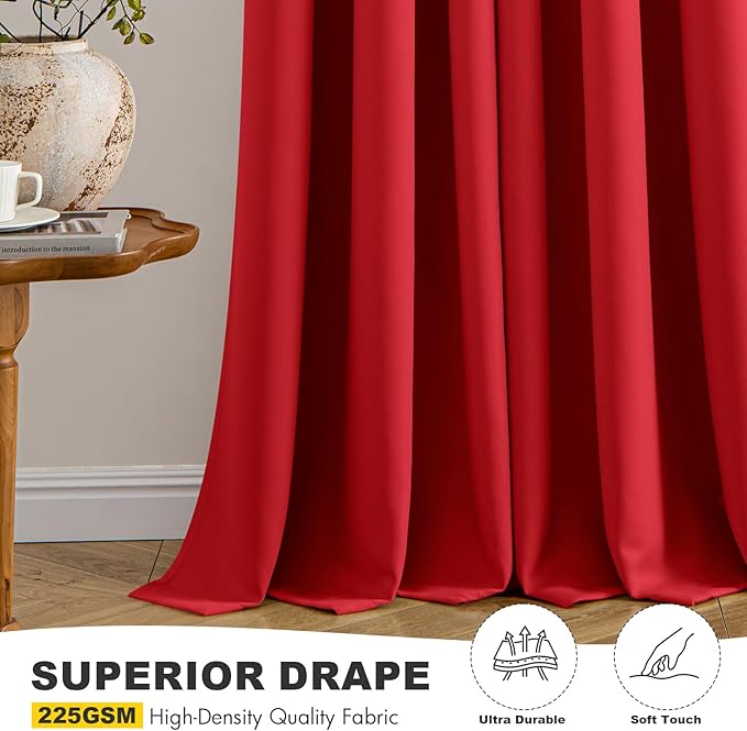 MIULEE Christmas Red Blackout Curtains