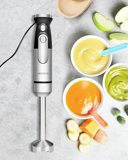 Handblender with Plug, Immersion Blender Handheld, Heavy-Duty Copper Motor