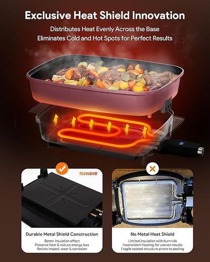 Nuwave Medley XL Digital Electric Skillet, Family Size Griddle w/Glass Lid