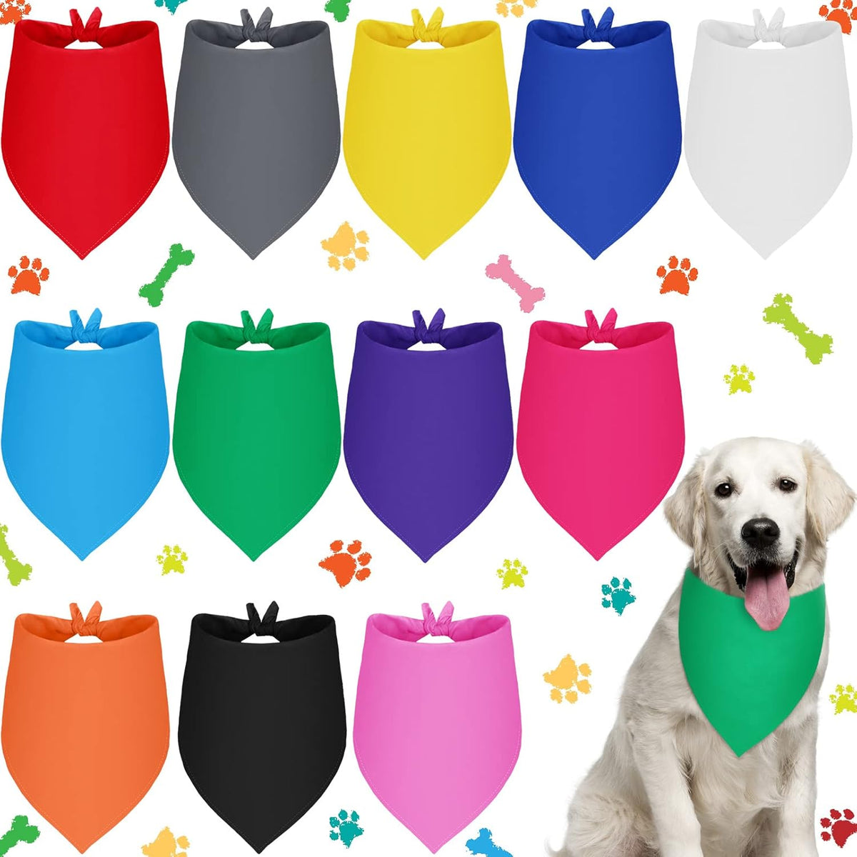 Frienda 12 Pcs Plain Dog Bandanas Blank Puppy Adjustable Triangle Solid Color Dog Bandanas Multicolor Puppy Scarf Heat Transfer Washable Handkerchief(80 x 55 x 55 cm,Basic Color)