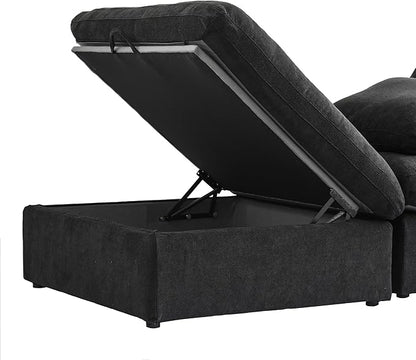 JACH V Shape Couch Sectional for Living Room, Modular Convertible Sofa, Couch Cushion Covers Removable, Cloud Sofas with Chaise Ottoman for Living Room, Bedroom, Apartment (Black)