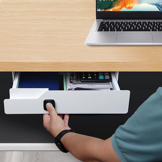 Lumil Under Desk Drawer with Lock, 16 inch Under Desk Storage Drawer, Under