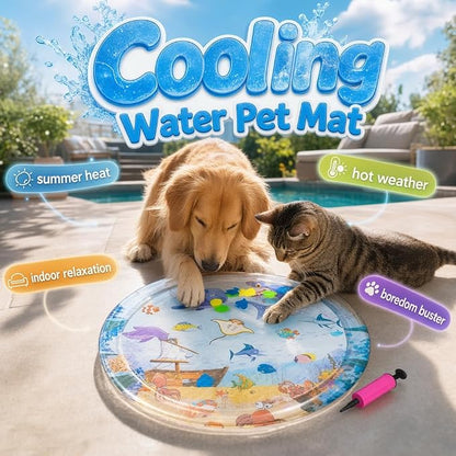 Cat Water Mat with Fish, 2026 New Interactive Cat Mat, Cat Mat for Indoor Activity, Portable Pet Water Play Mat for Cats and Dogs，A：Small,25"