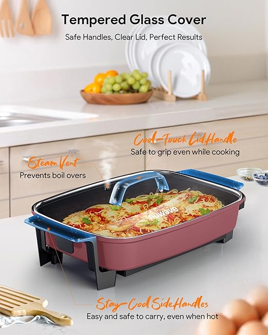 Nuwave Medley XL Digital Electric Skillet, Family Size Griddle w/Glass Lid
