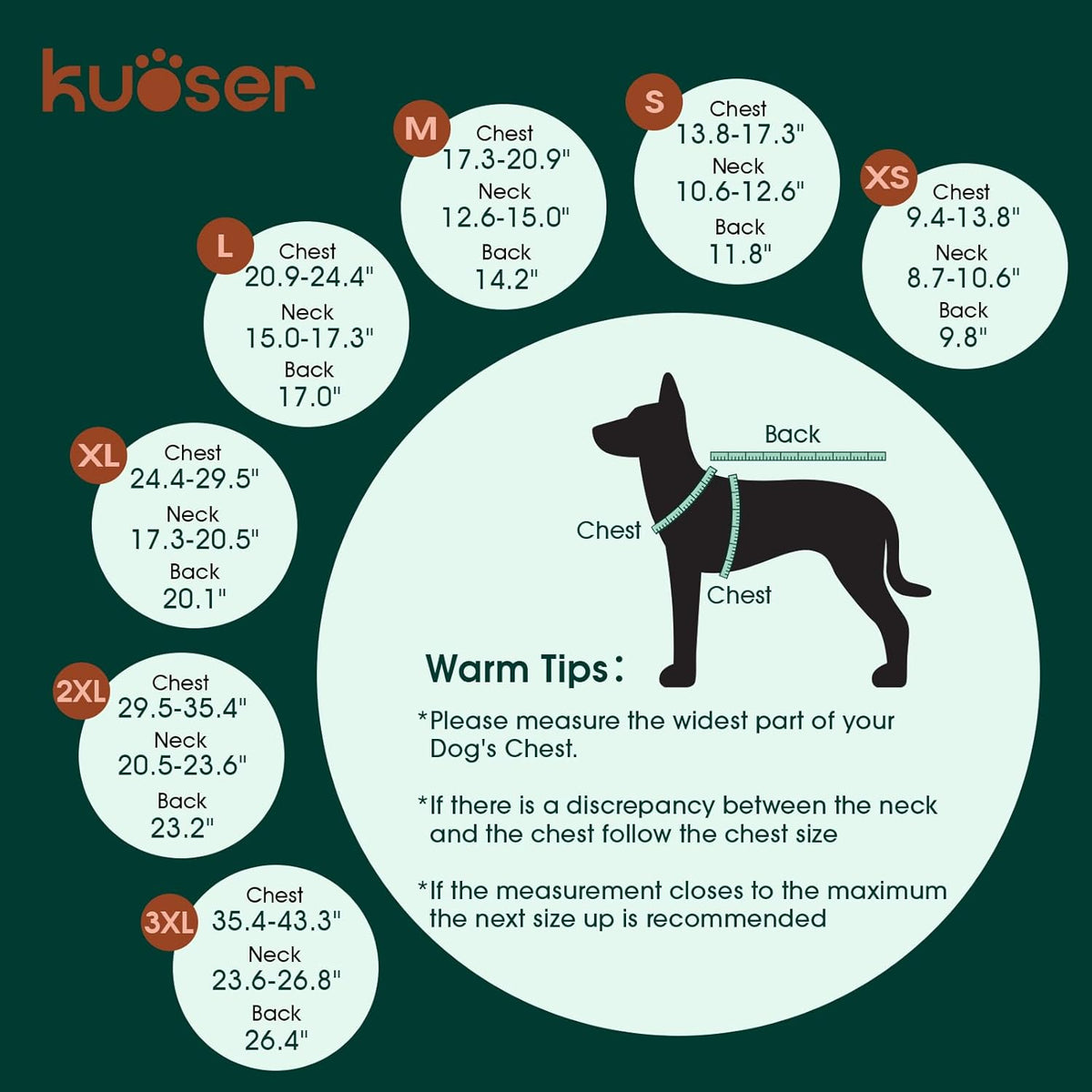 Kuoser Waterproof Dog Coat, Reversible Dog Jacket for Large Dogs, Adjustable Durable Doggie Winter Coat for Groowing Puppies Warm Puppy Cold Weather Apparel, Red L