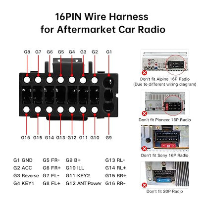 16PIN Car Radio Wiring Harness for Toyota Corolla RAV4 Camry 4Runner Tundra Highlander 2014-2018, Aftermarket Stereo Wire Harness with CANBUS Adapter Support JBL, Backup Camera, SWC