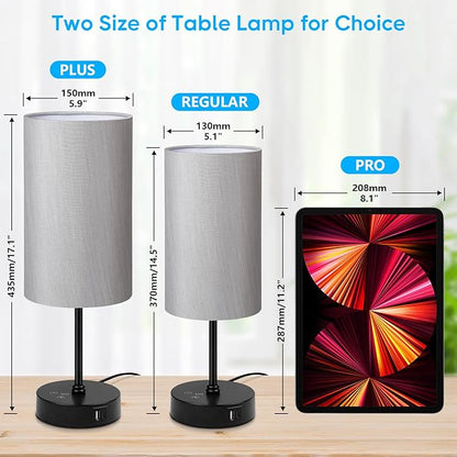 Unicozin 17Inch Table Lamp, 3 CCT 3000K/4500K/6500K & RGB Color Changing, Stepless Dimmable Bedside Lamp for Reading, Ambience Nightstand Light for Home Decor Party, Grey Shade