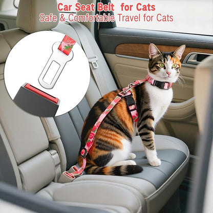 Cat Harness and Leash Set, Escape Proof Cat Harness, Comfortable Soft Lightweight Cat Leash, Use Safe and Easy, Outdoor Walking Travel Kitten Harness for Small Medium Large Cats