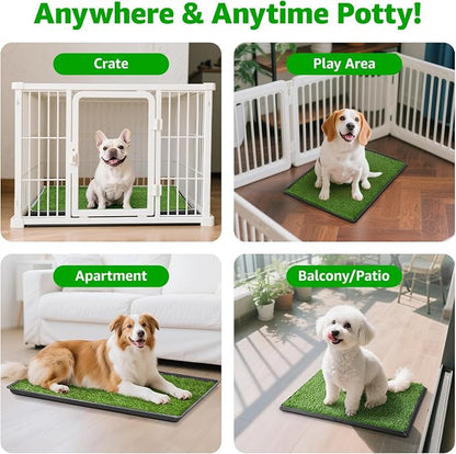 Large Dog Grass Pad with Tray 45"x29", for Indoor Outdoor Potty Training | Dog Litter Box, Easy to Clean, Pet Loo, Artificial Grass Patch, Washable Pee Pad, Ideal for Patio Balcony Apartment