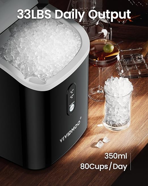 Nugget Ice Maker Countertop, Portable Sonic Pebble Ice Maker