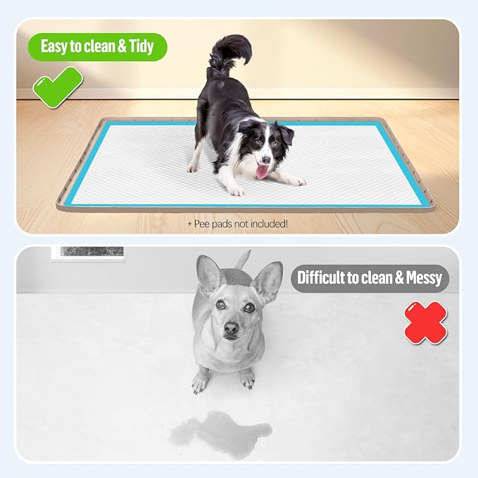Pee Pad Holder for Dogs 50''x35'' Silicone Puppy Pee Pad Tray, Khaki | Extra Large Dog Potty Tray Leak-Proof, High Edge, No Spill Training Pads for Floor Protection, No Pee Pads