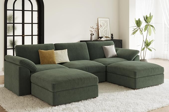 EASE MOOSE Oversized Modular Sectional Sofa, Extra Large L Shape Sectional Cloud Couch,Comfty Deep Modular Sofa with Ottoman for Living Room