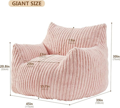Achicsofar Giant Bean Bag Chairs for Adults Teens, Large Bean Bag Sofa Chairs with Filling Comfy Fuzzy BeanBag Chair with Armrests for Bedroom Living Room Reading