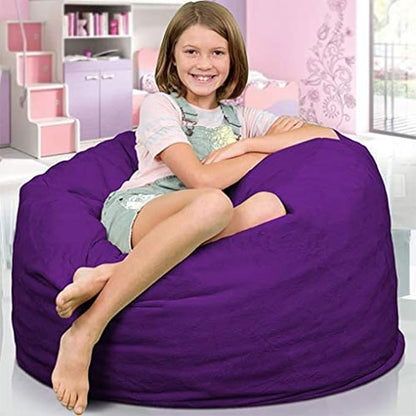 ULTIMATE SACK 3000 3-Foot Bean Bag Chair, Purple Suede Cover – Oversized Foam Lounger, Floor Seat, Small Sofa, or Couch Bed for Living Area, Gaming Room, or Reading Lounge