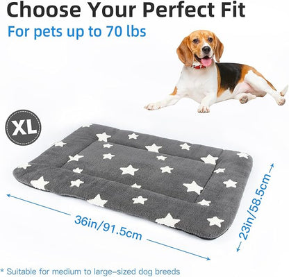 Mora Pets Dog Crate Pad Dog Kennel Bed Mat for Large Dogs Washable Cute Star Pet Bed for 36 inch Cage Ultra Soft Flat Puppy Cat Cushion for Cozy Sleeping Anti-Slip Grey 36 x 23 | Soft Dog Bed Mat, Crate Pad for Dog Cages Cozy Sleeping Liner, Pet Pillow...