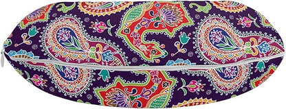 Ambesonne Paisley Travel Pillow Neck Rest, Sixties and Seventies Hippie Themed Motives Geometrical and Floral Design Image Print, Memory Foam Traveling Accessory for Airplane and Car, 12", Purple