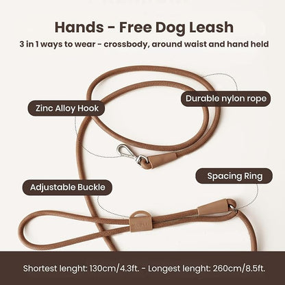 No Pull Dog Harness and Leash Set 3-in-1, Adjustable Anti Pull Dog Harness with Hands-Free Matching Leash and Poop Bag Holder, Easy Walk Dog Harness Medium, Small Sized Dog (Cocoa)