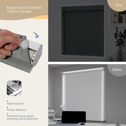 Boolegon Motorized 100% Blackout Roller Blinds