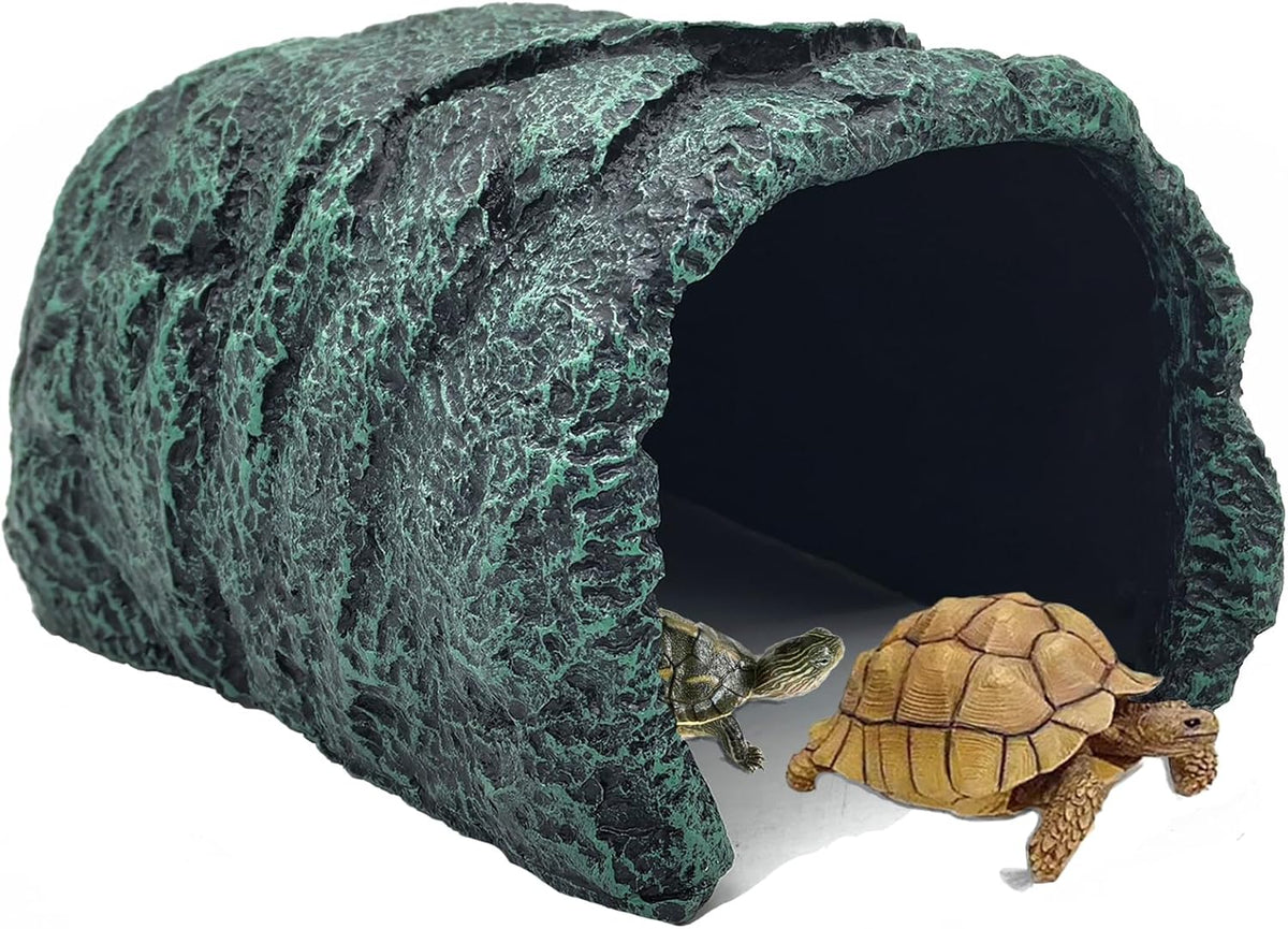 BNOSDM Large Reptile Hideout, Tortoise Hide, Bearded Dragon Hideout Cave Shelter, Resin Turtle Basking Platform, Reptiles Habitat Decor Tank Accessories for Lizards Geckos Snakes Chameleons Frogs