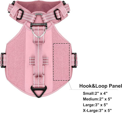 ICEFANG Quick-Moving Tactical Dog Harness for Small Dogs,No Pull Dog Vest | Control Handle,Reflective,Full Metal Buckles,Adjustable,Hook-and-Loop Panel,Soft Padded,Pink,Small