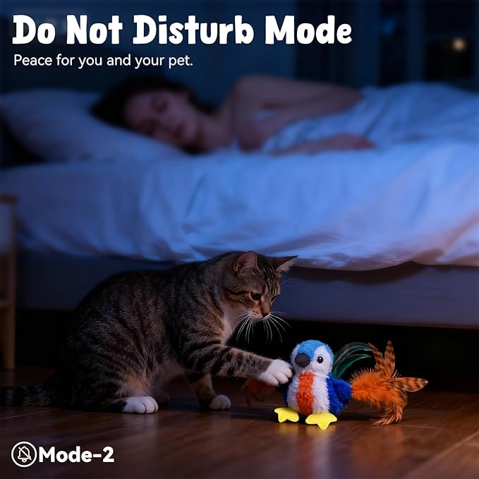 Interactive Cat Toys for Indoor Cats, Hanging Catnip Electric Kitten Toys - Automatic Flying Bird Cat Wand Toy for Bored Indoor with Timer Touch Start