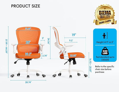 TRALT Office Chair - Ergonomic Office Chair with Back Support, Home Office Desk Chairs, 330lbs Wide Seat Big and Tall Office Chairs, Comfy Desk Chair for Work, Study, Office, Gaming (Orange)