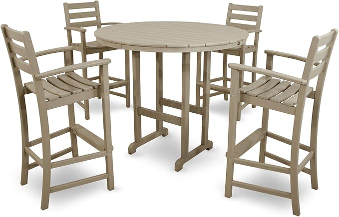 Trex Outdoor Furniture TXRBT248SC Monterey Bay Round Bar Table, 48-Inch, Sand Castle