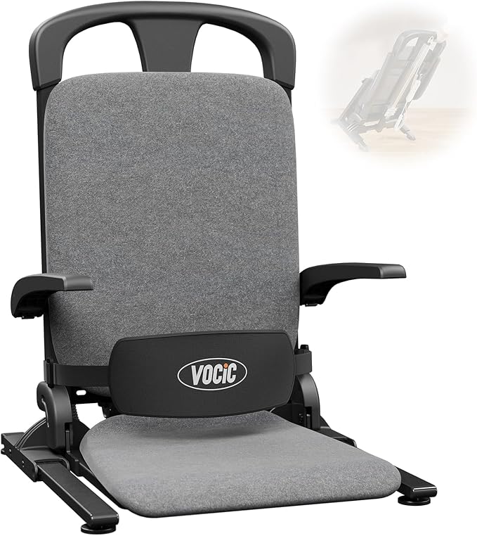 VOCIC Upgrade Electric Floor Lift for Elderly Falls, Heavy Duty Lift Chair with T-stabilized Base, Help You Get Up from Floor, Support Up to 440 LBS, AX15 (Gray)