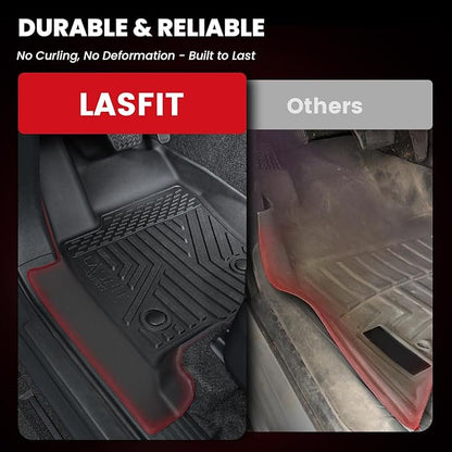LASFIT Floor Mats & Cargo with Backrest Mat for Ford Explorer 2022-2025 2026 6 Passenger, Custom Fit All Weather Protector TPE Easy Clean Floor Liners, 5pcs Full Set Black