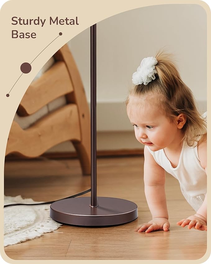 EDISHINE 64.7" Modern Minimalist Floor Lamps for Living Room with 3 Color Temperatures Bulb & Adjustable Linen Shade, Foot Pedal Switch, Tall Standing Lamp for Bedroom Office, Brown