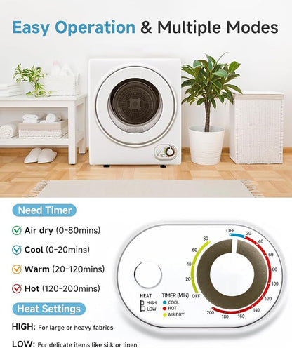 110V Portable Dryer – 850W Compact Clothes Dryer