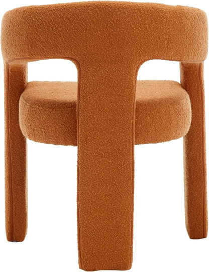 DAYALANE Modern Barrel Dining Chairs Set of 4, Upholstered Dining Room & Kitchen Chair with Curved Back, Comfy Accent Side Reading Armchair for Living Room Bedroom Kitchen Home Office, Orange Fur