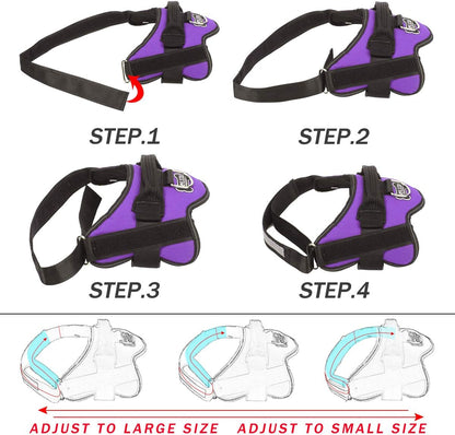 Bolux Dog Harness, No-Pull Reflective Dog Vest, Breathable Adjustable Pet Harness with Handle for Outdoor Walking - No More Pulling, Tugging or Choking (Purple, L)