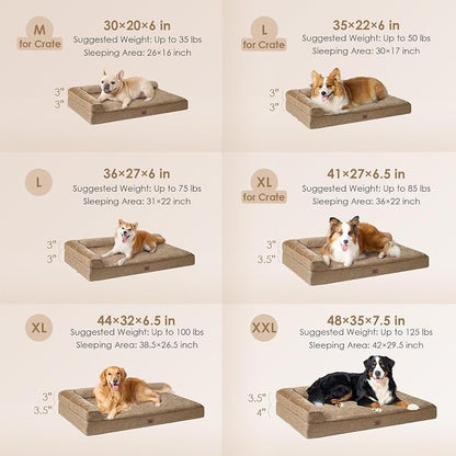 EHEYCIGA Orthopedic Dog Bed Medium Size Dogs, Memory Foam Dog Bed with Washable Removable Cover, Waterproof Pet Sofa Couch for Crate with Nonskid Bottom, 30x20x6, Camel | Small Dog Sofa with Washable Removable Cover, Waterproof Pet Couch for Crate with...