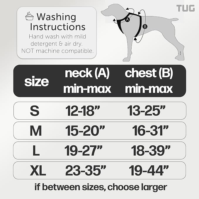 TUG No-Pull Dog Harness, 2 Leash Clips + Padded Handle (Medium, Cream) | Water-Resistant Padded Interior | No-Pull Front Clip | Padded Back Handle | Adjustable Straps