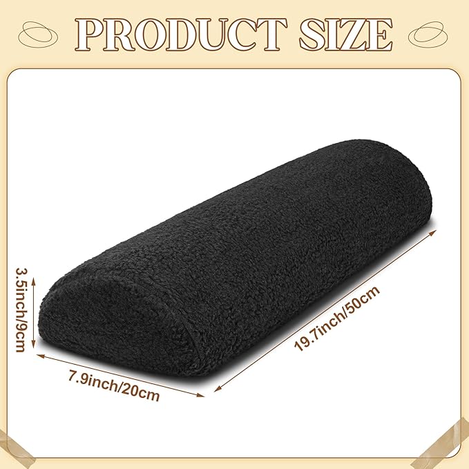 Sintuff Recliner Leg Rest Cushion Sofa Footrest Pillow with Cover Half Moon Bolster Pillow Under Knee Pillow for Sleeping On Back Alleviating Pain, 19.7 x 8 x 3.5 Inch (Black)