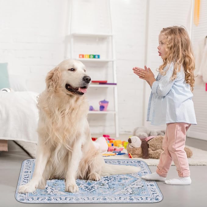 Homimp Washable Pee Pads for Dogs,2 Pack Reusable Puppy Pads Waterproof,Absorbent and Leakproof Dog Pee Pads,Non Slip Puppy Training Pads, Pet Mat for Floor, Crate, Couch, Whelping,Blue, 24"x36"