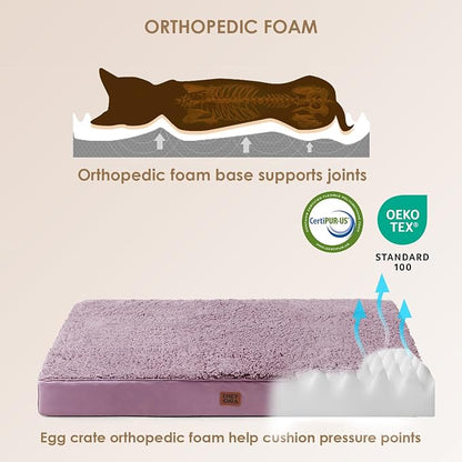 EHEYCIGA Orthopedic Dog Bed Medium with Removable Washable Cover, 30x20 | Egg Crate Foam Support, Durable Oxford fabric, Non-Slip Bottom, Machine Washable, Soft Waterproof Plush Pet Bed Mat For Crate