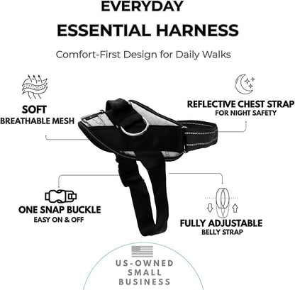 ShawnCo Essential Dog Harness, No-Pull Pet Vest (White Marble,XS) | 3 Leash Clips, Easy On, No-Choke, Reflective, Adjustable Fit, Padded Comfort, Control Handle, For Small, Medium & Large Dogs